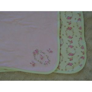 First Impressions Floral Baby Blanket Pink Green Flower Wreath Circle Cotton